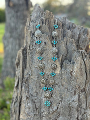 Western Turquoise Floral Concho Necklace
