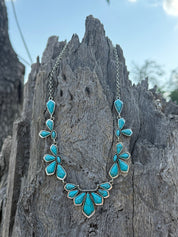 Western Turquoise Leaf Cluster Necklace