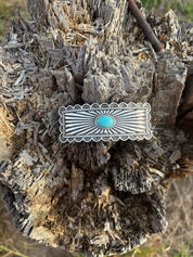 Western Turquoise Metal Hair Barrette Clip