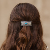 Western Turquoise Metal Hair Barrette Clip