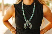 Western Turquoise Squash Blossom NecklaceTurquoiseOS
