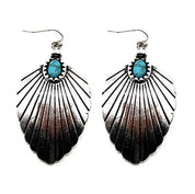 Western Turquoise Sunburst Concho Drop Earrings