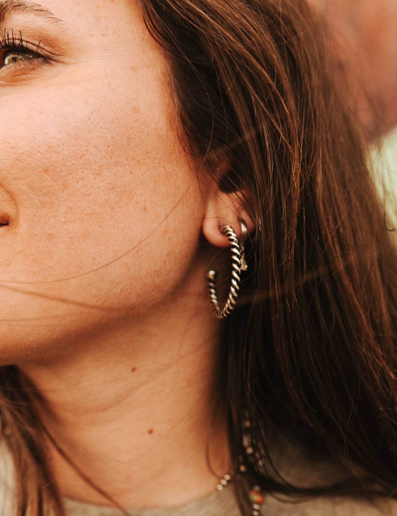 Western Twisted Rope Hoop Earring