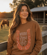 Where Grace Meets Grit Horseshoe Graphic SweatshirtS