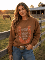 Where Grace Meets Grit Horseshoe Graphic SweatshirtS