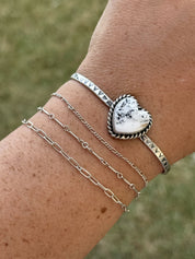 White Buffalo Heart Stone Cuff