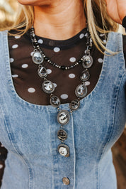 White Buffalo Lariat Necklace and Earring Set