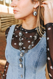 White Buffalo Lariat Necklace and Earring Set