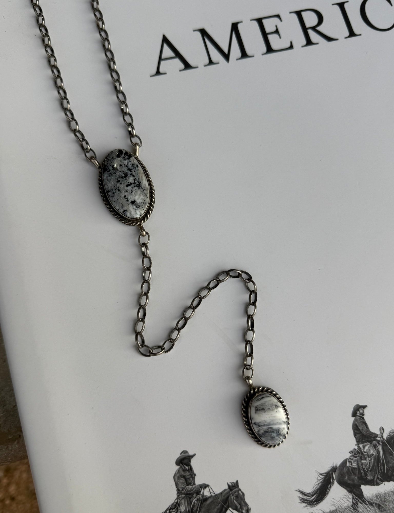 White Buffalo Spirit Lariat Necklace