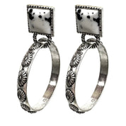 White Buffalo Turquoise Stone Hoop Earrings