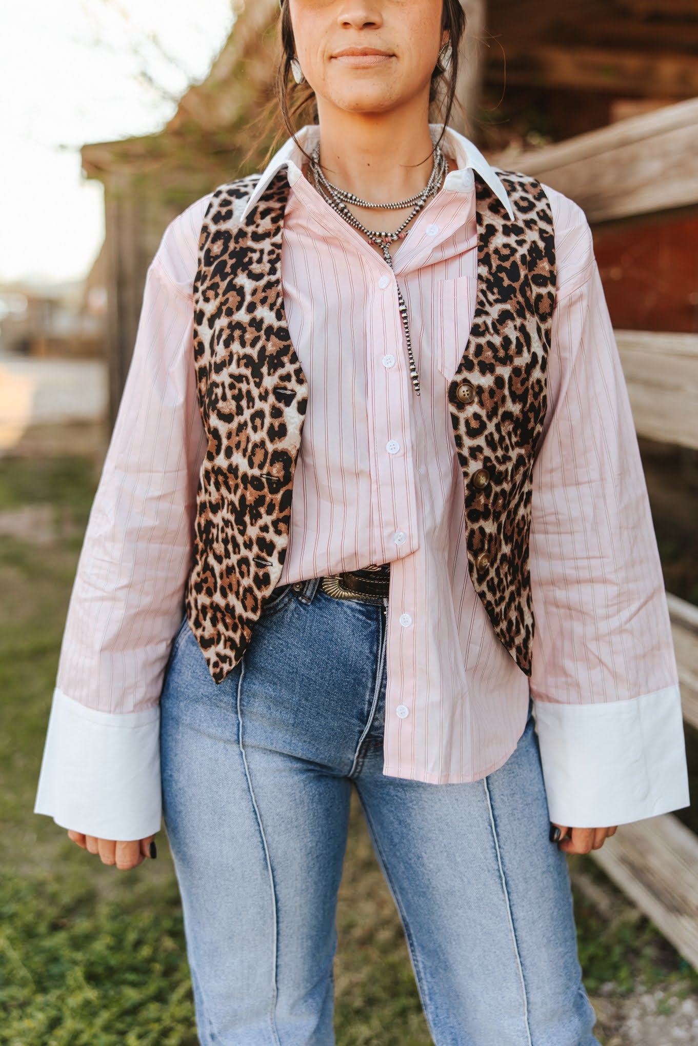 Wide Cuff Button Down Striped ShirtS