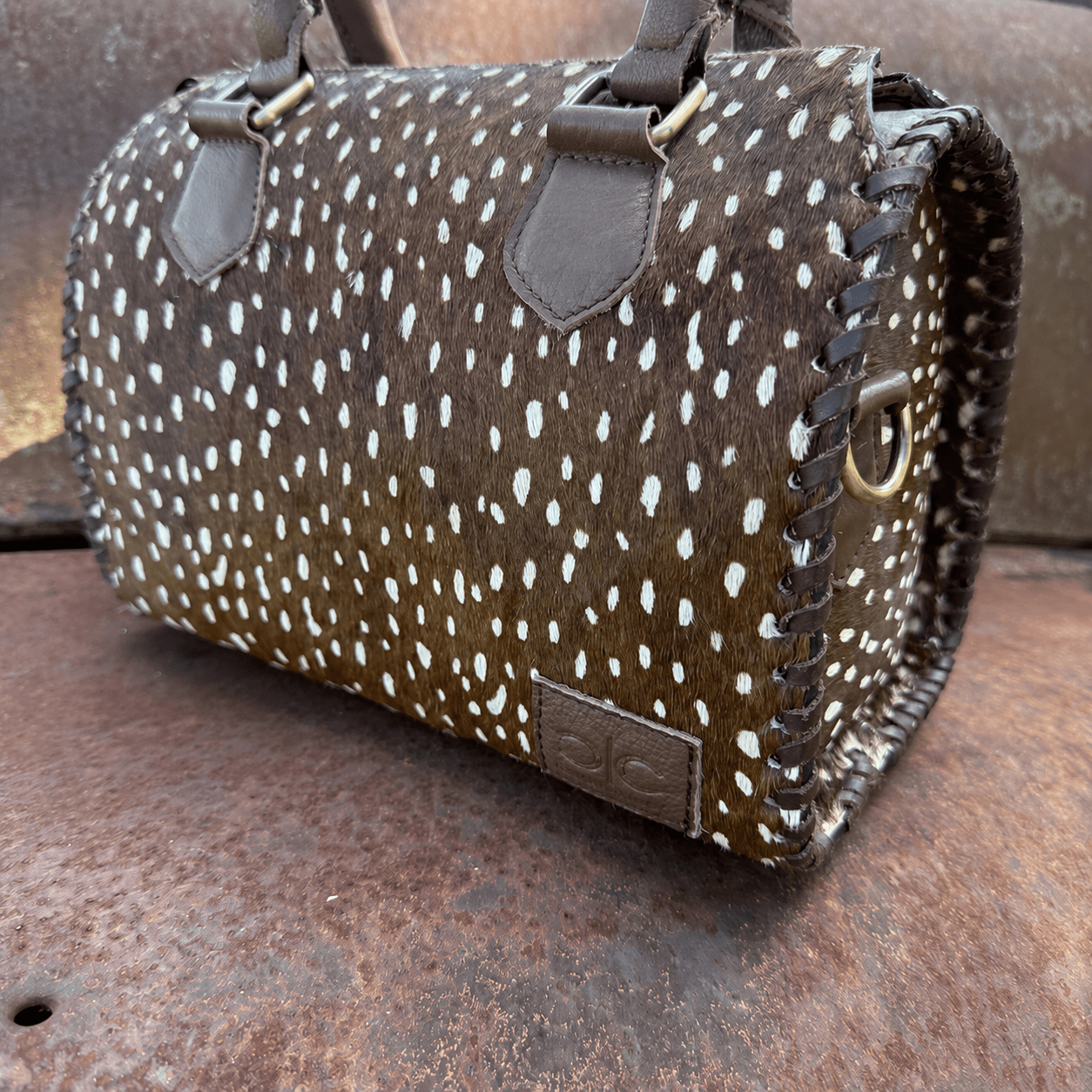 Wild Axis Spotted Cowhide Leather Handbag