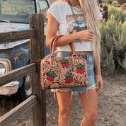 Wild Cherry Tooled Leather Handbag