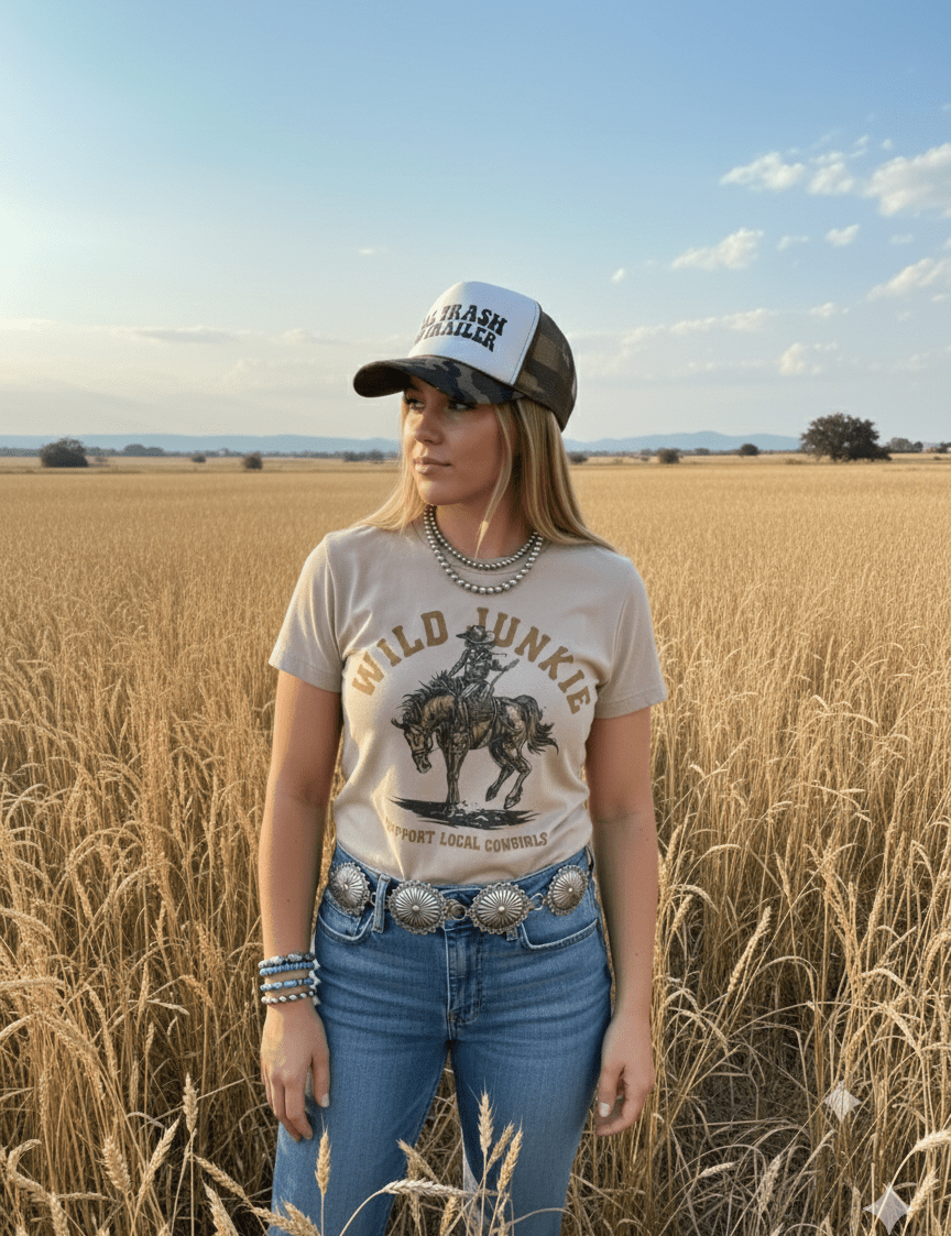 Wild Junkie Cowgirl Graphic TeeTanS