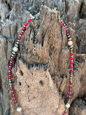 Wild Ruby and Pearl Beaded Necklace
