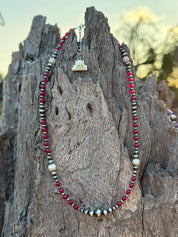 Wild Ruby and Pearl Beaded Necklace