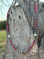 Wild Ruby and Pearl Beaded Necklace