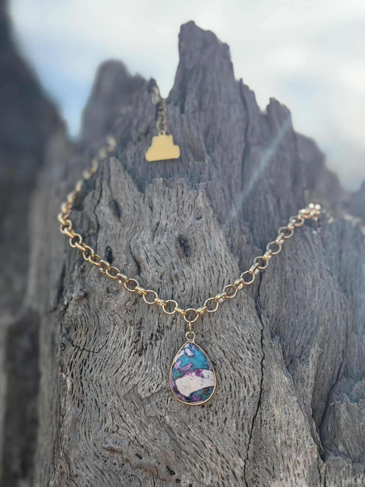 Wild Violet Mosaic Teardrop Necklace
