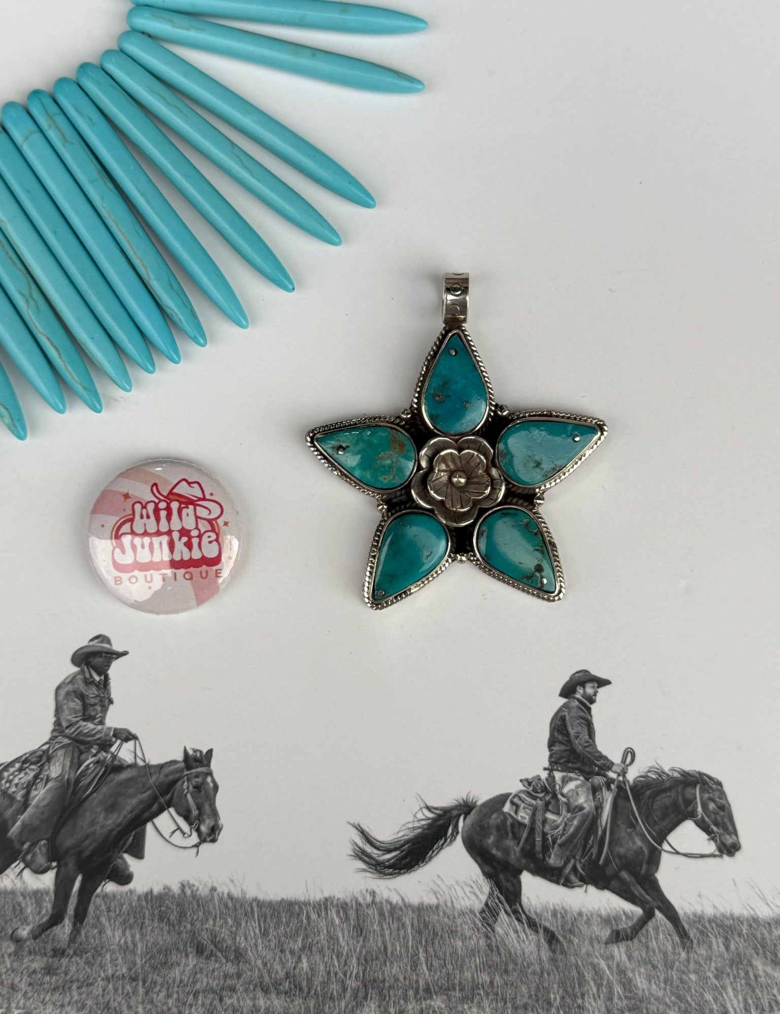 Wild West Bloom Turquoise Star Pendant