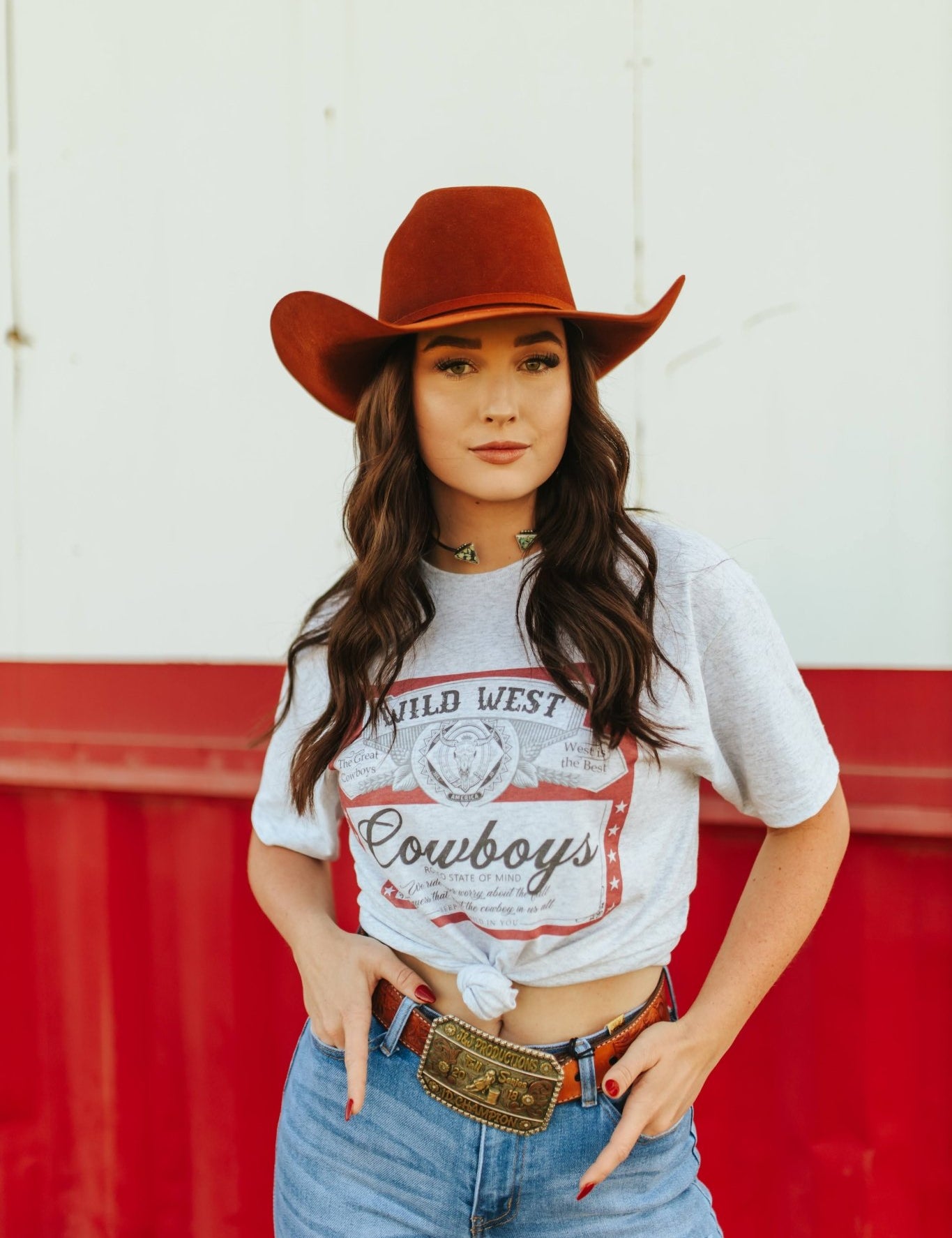 Wild West Cowboys Western Graphic TeeAsh GreyS