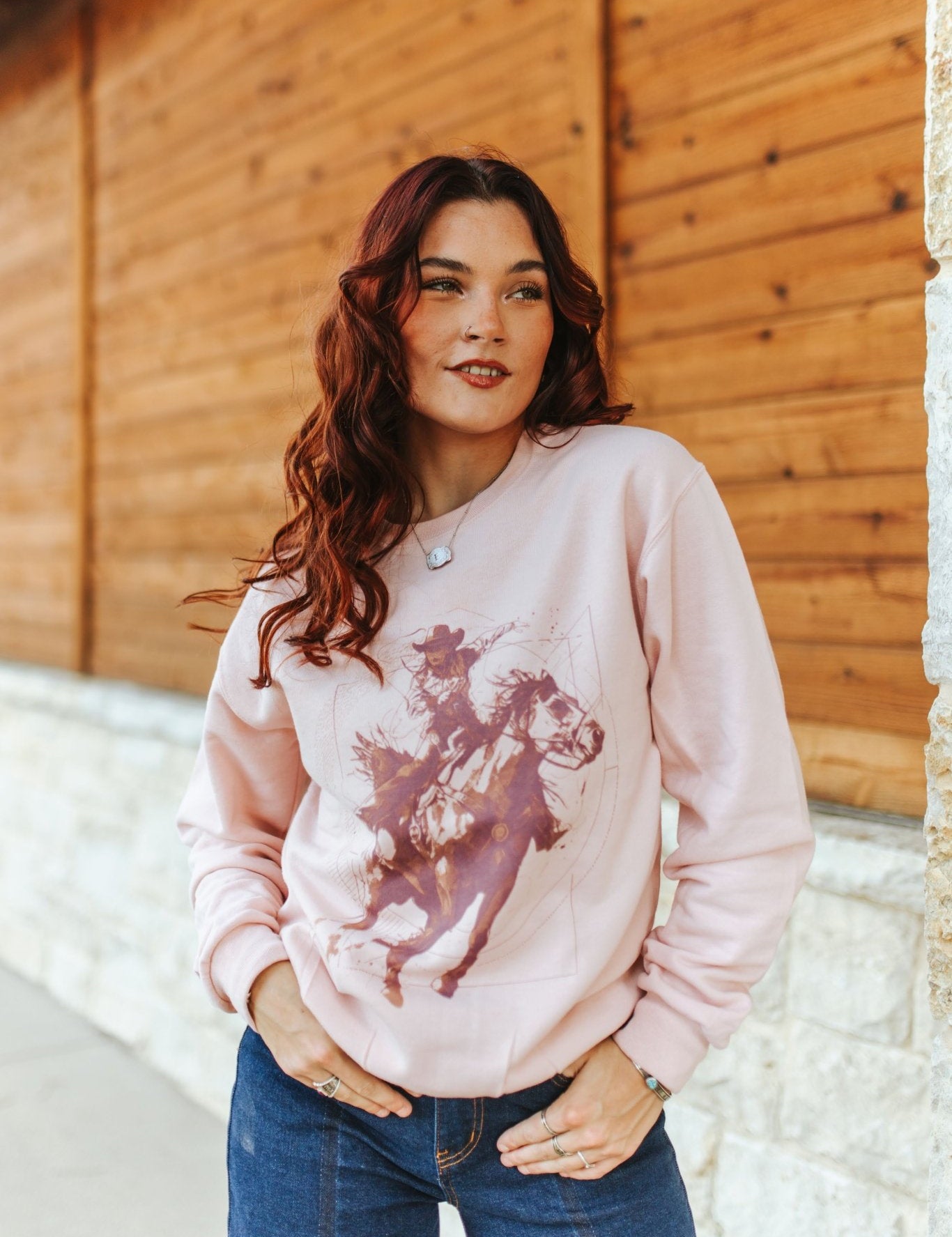 Wild West Cowgirl Graphic SweatshirtBlushS