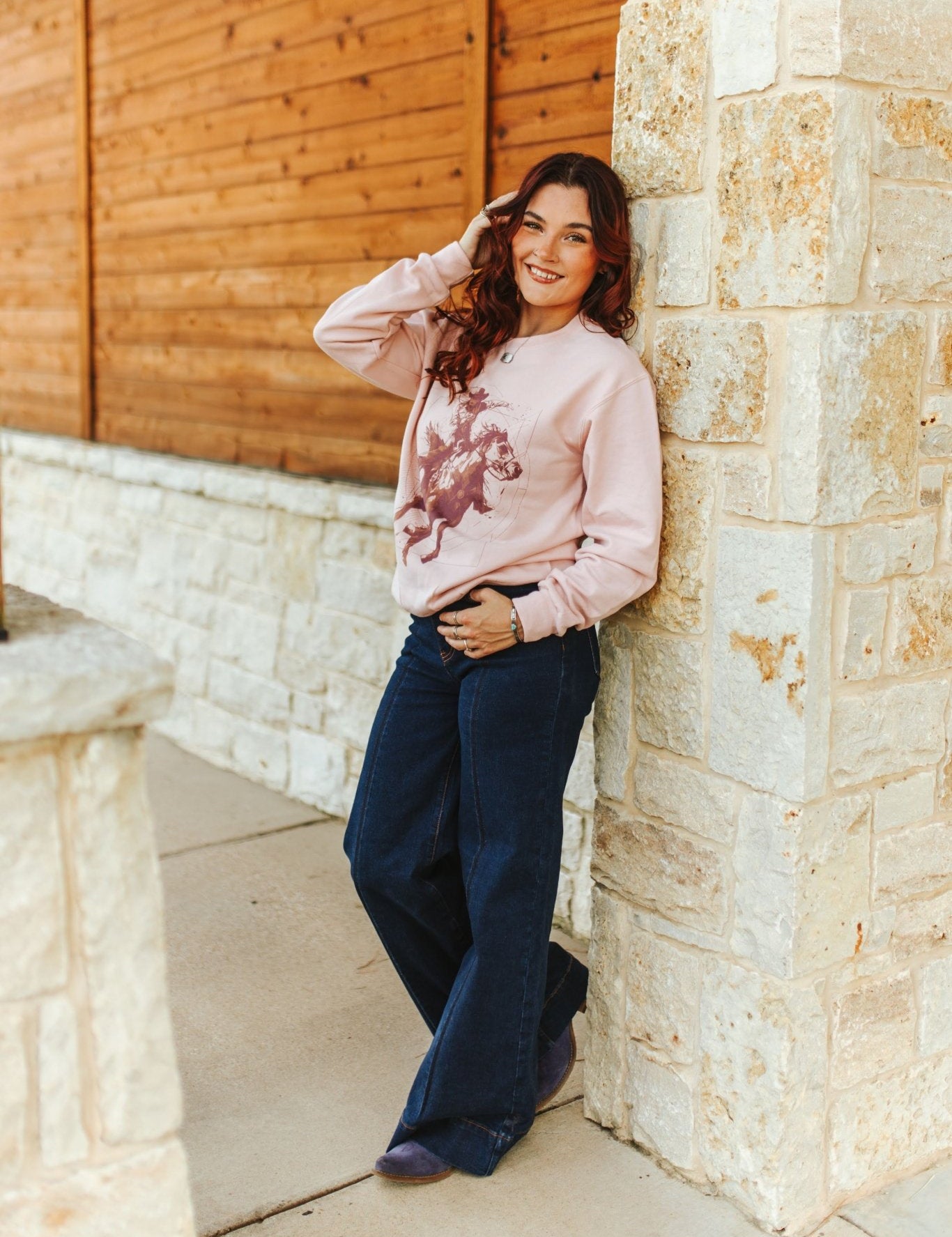 Wild West Cowgirl Graphic SweatshirtBlushS