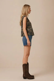 Wild West Embroidered Camo Crop Muscle TankS