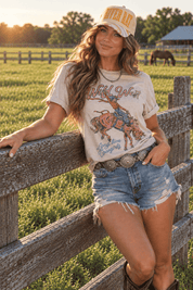 Wild West Long Live Cowgirls Graphic TeePink GravelS