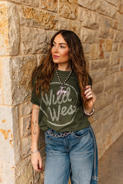 Wild West Rope Graphic TeeHeather Military GreenS