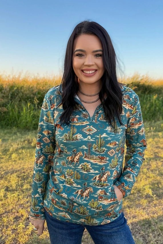 Wild West Scenic Quarter Zip PulloverS