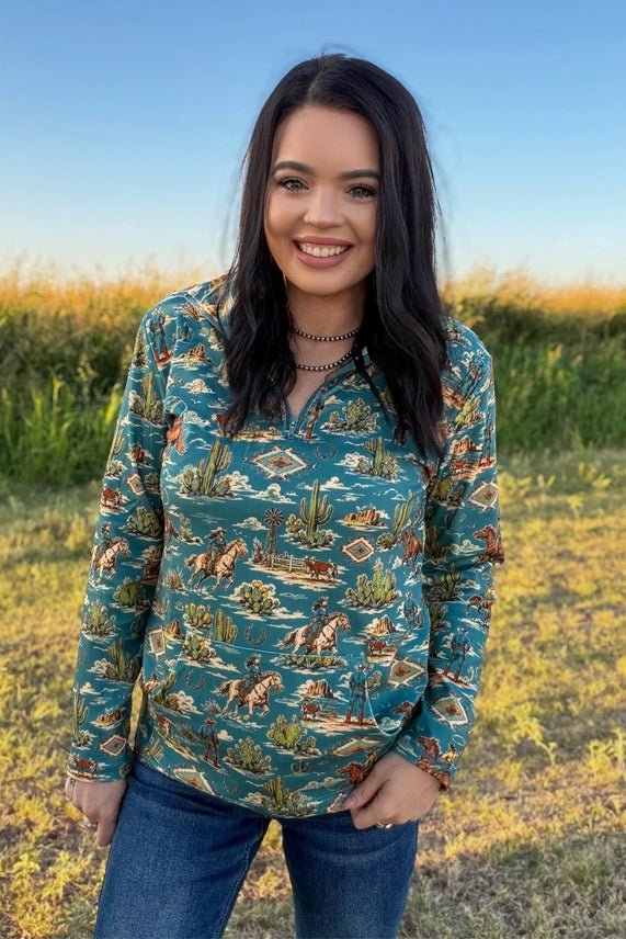 Wild West Scenic Quarter Zip PulloverS
