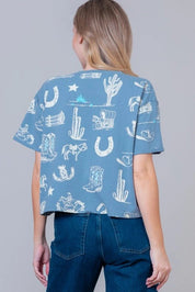 Wild Western Spirit Print Cropped TeeS