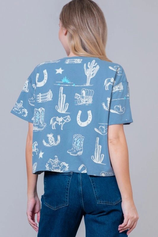 Wild Western Spirit Print Cropped TeeS