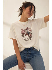 Wild At Heart Embroidered Cowgirl Oversized Tee