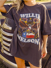 Willie Nelson Born For Trouble Oversized Graphic Tee