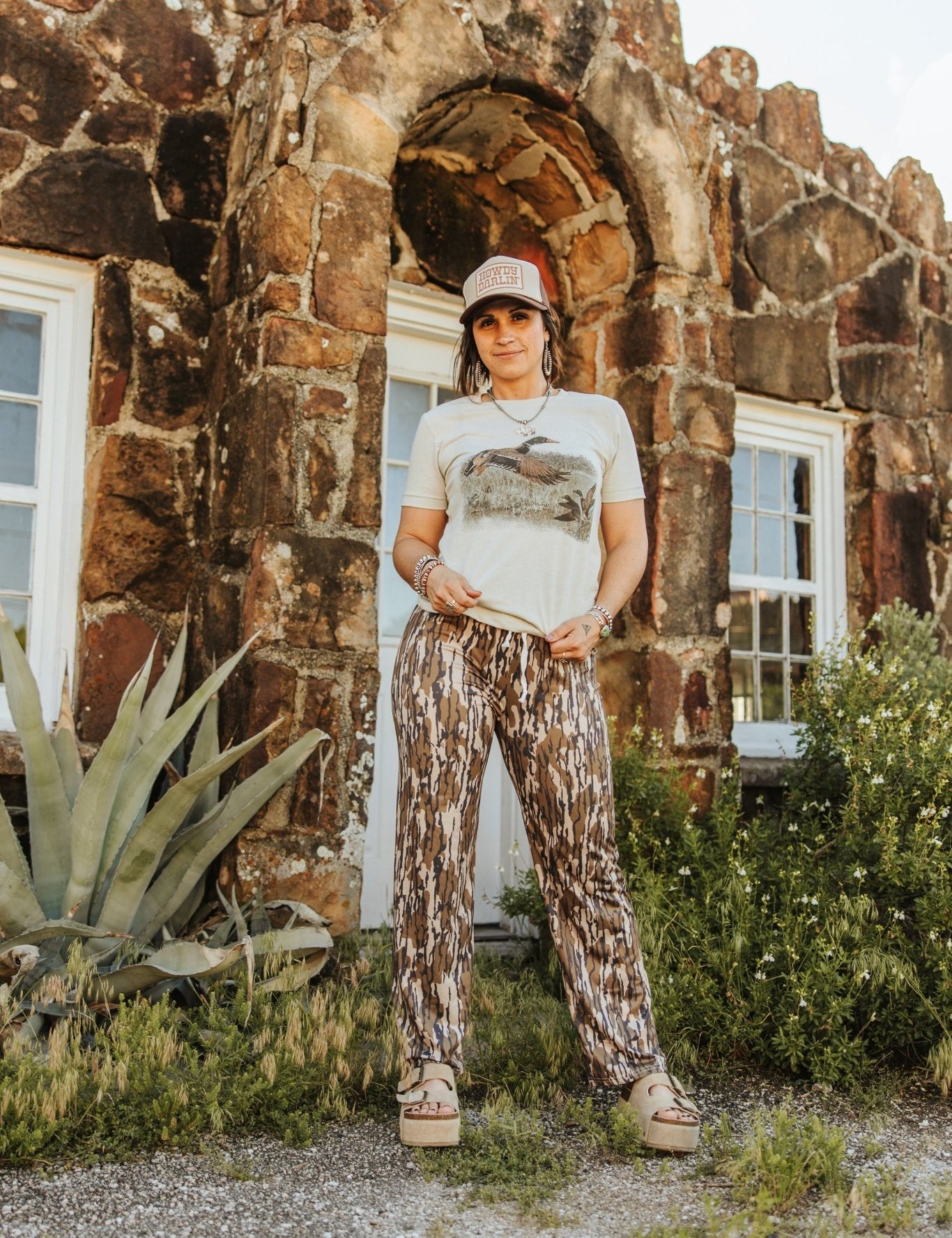 Wood Camo Wide Leg Lesiure PantsS