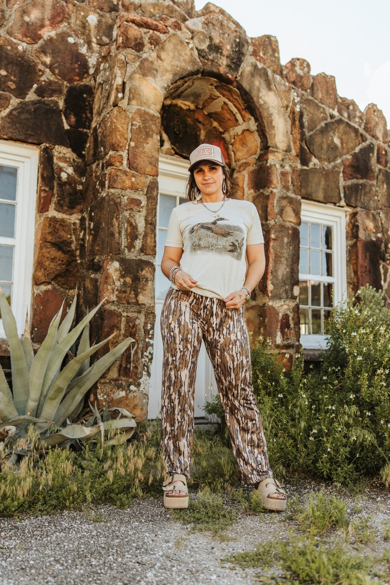 Wood Camo Wide Leg Lesiure PantsS