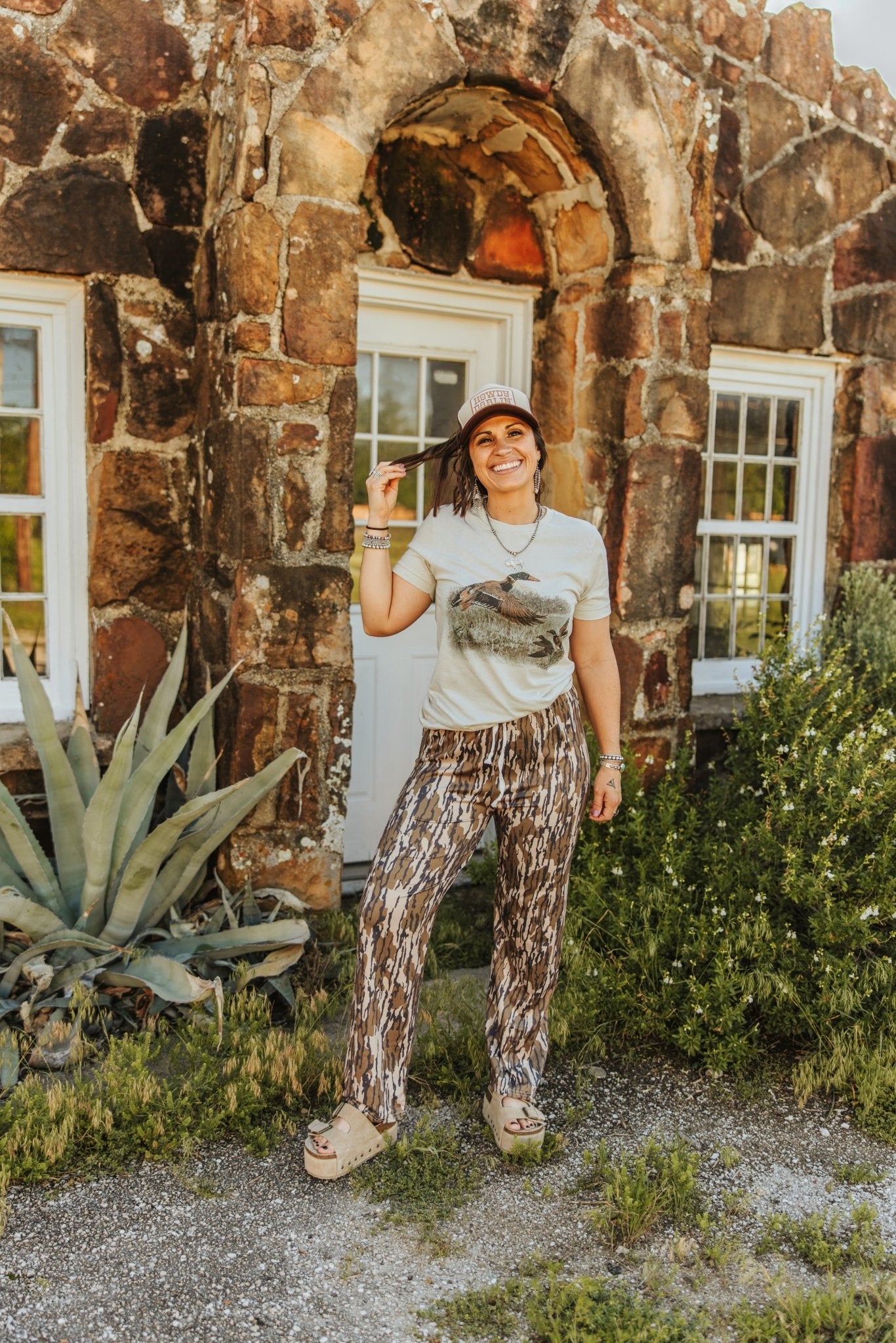 Wood Camo Wide Leg Lesiure PantsS