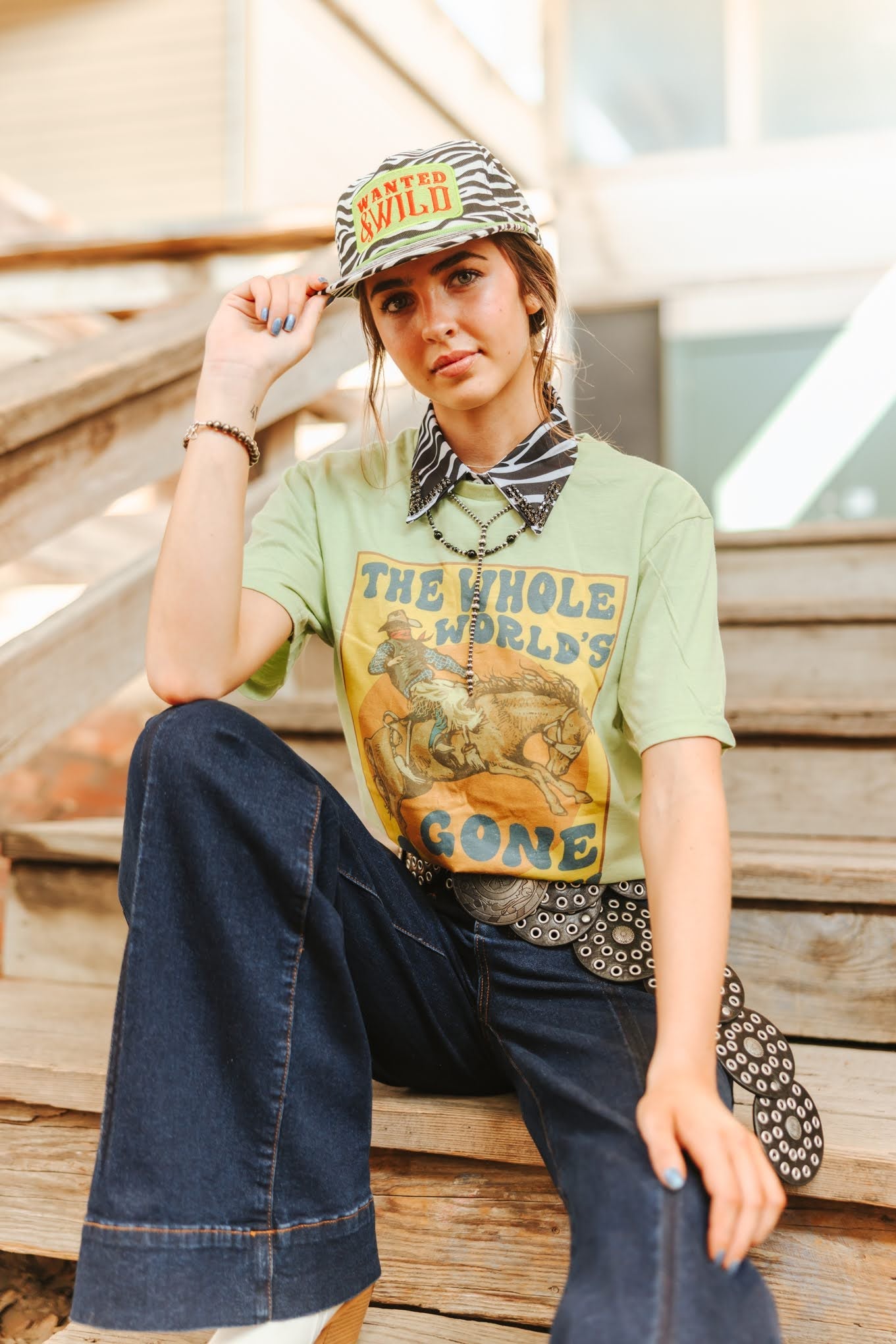 World's Gone Country Western Graphic TeePistachioS