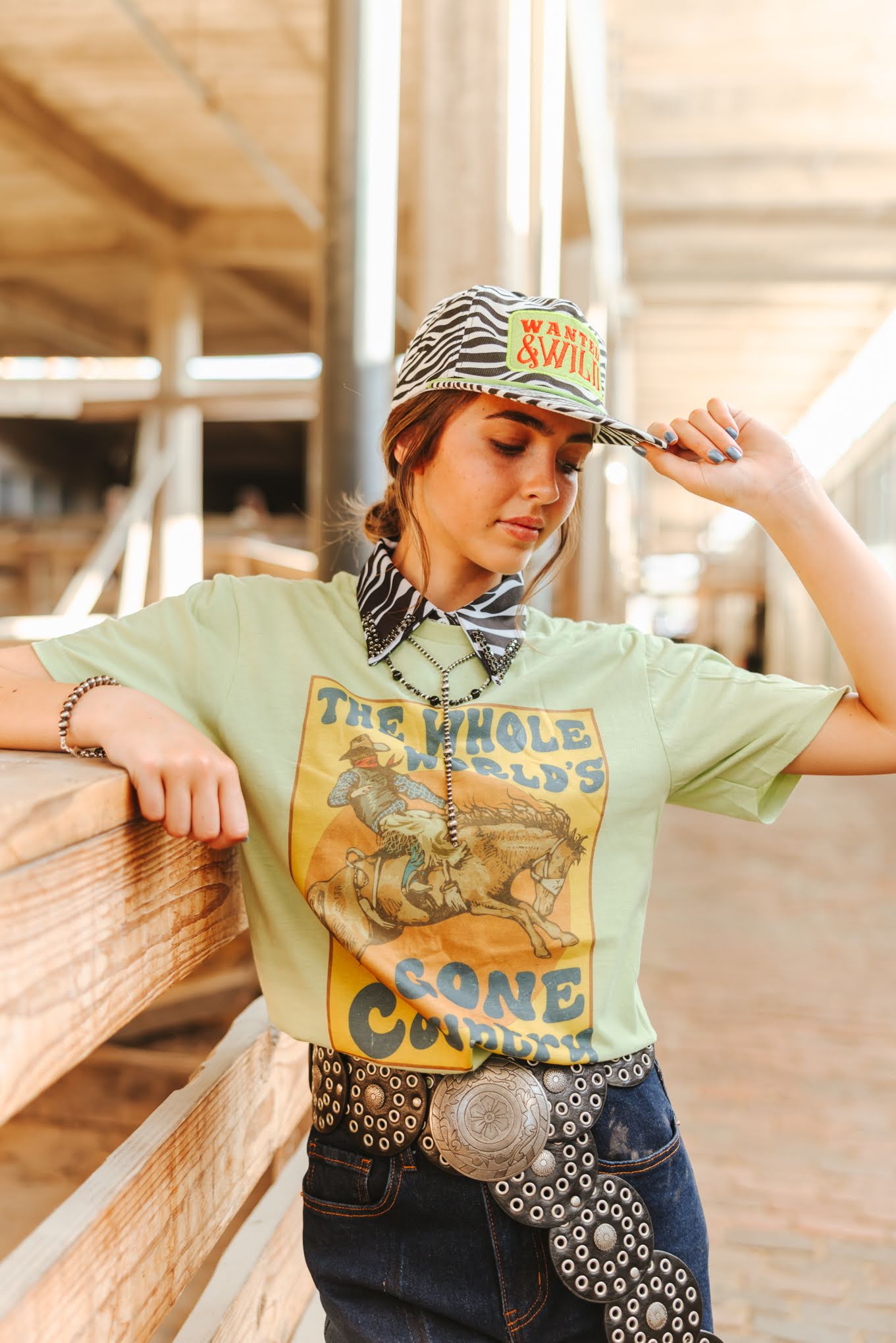 World's Gone Country Western Graphic TeePistachioS