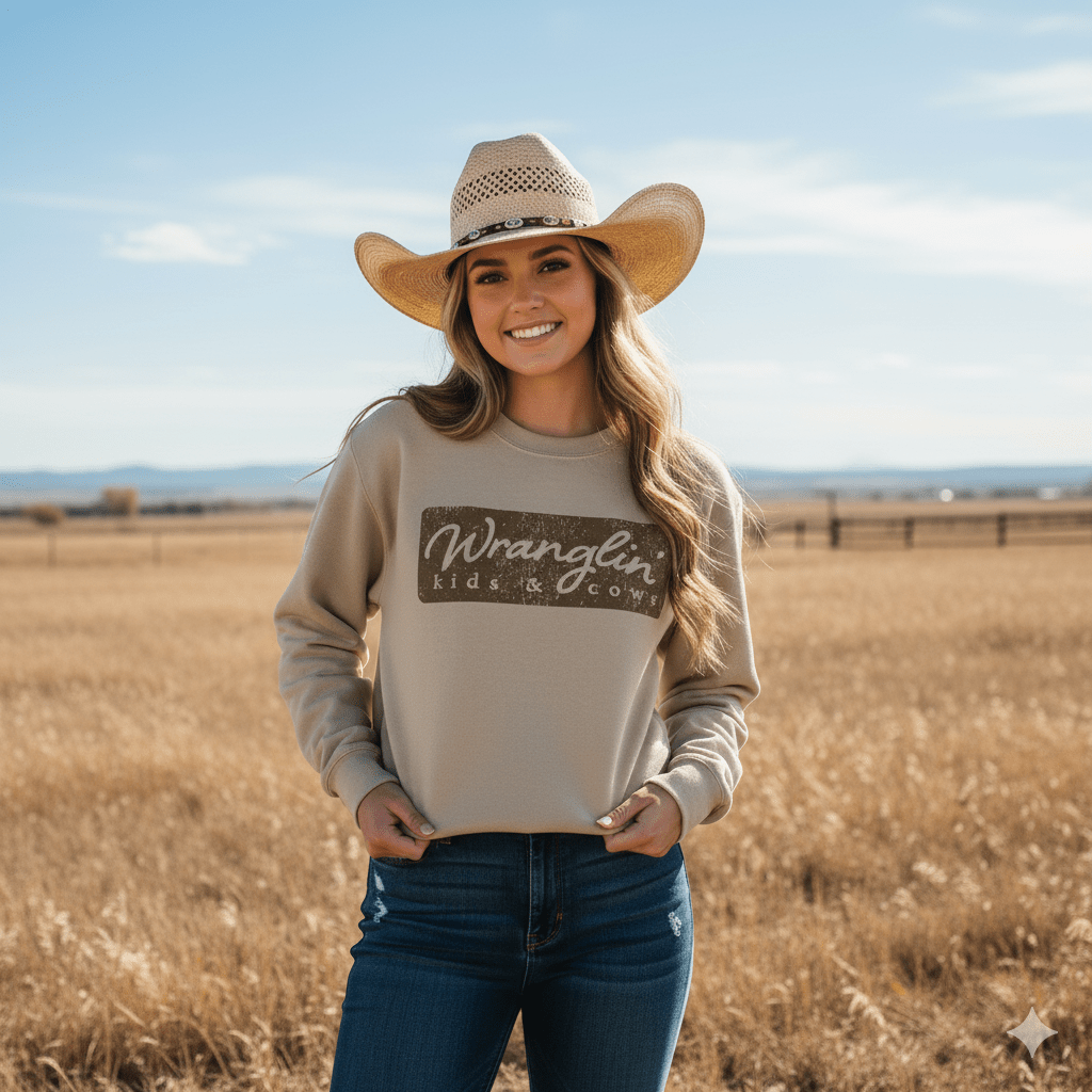 Wranglin Kids & Cows Graphic SweatshirtSandS