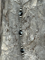 XL 8 Ball Silver Pearl Lariat Necklace