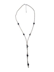 XL 8 Ball Silver Pearl Lariat Necklace
