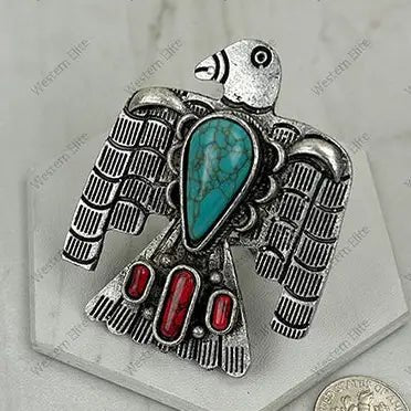 XL Blue Turquoise Thunderbird Ring