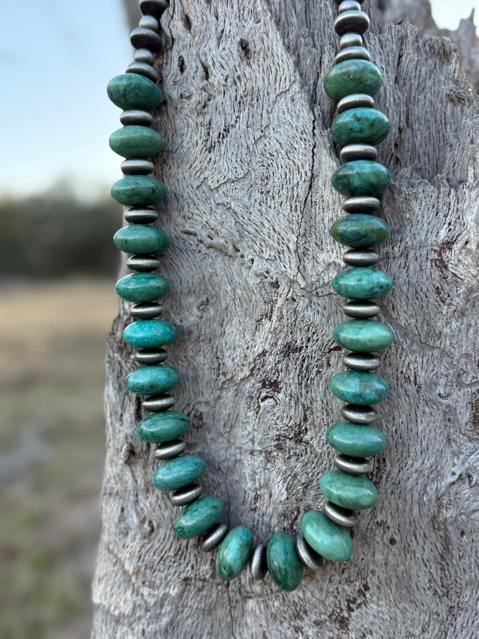 XL Turquoise And Pearls Rondelle Necklace