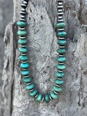 XL Turquoise And Pearls Rondelle Necklace