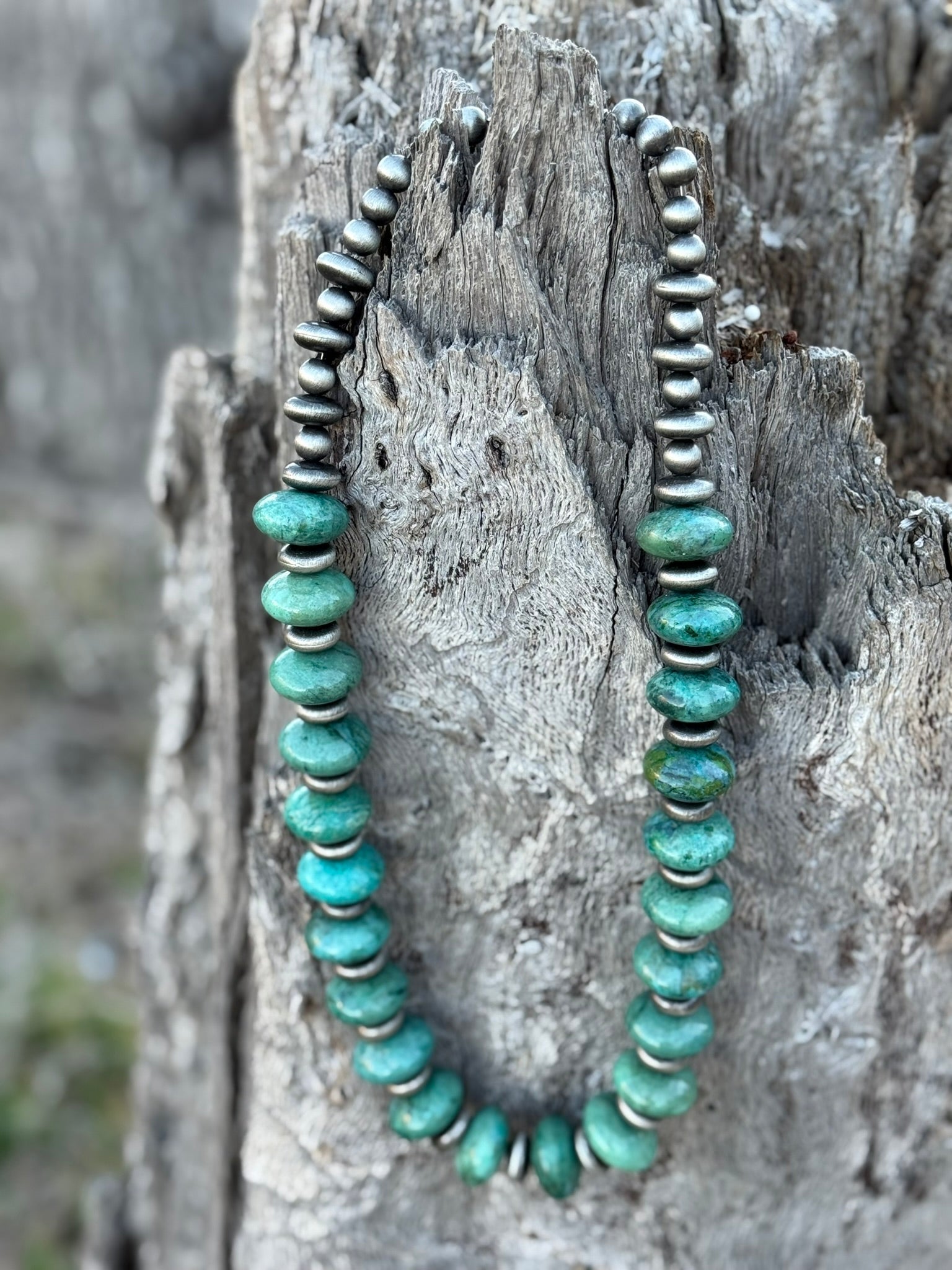 XL Turquoise And Pearls Rondelle Necklace
