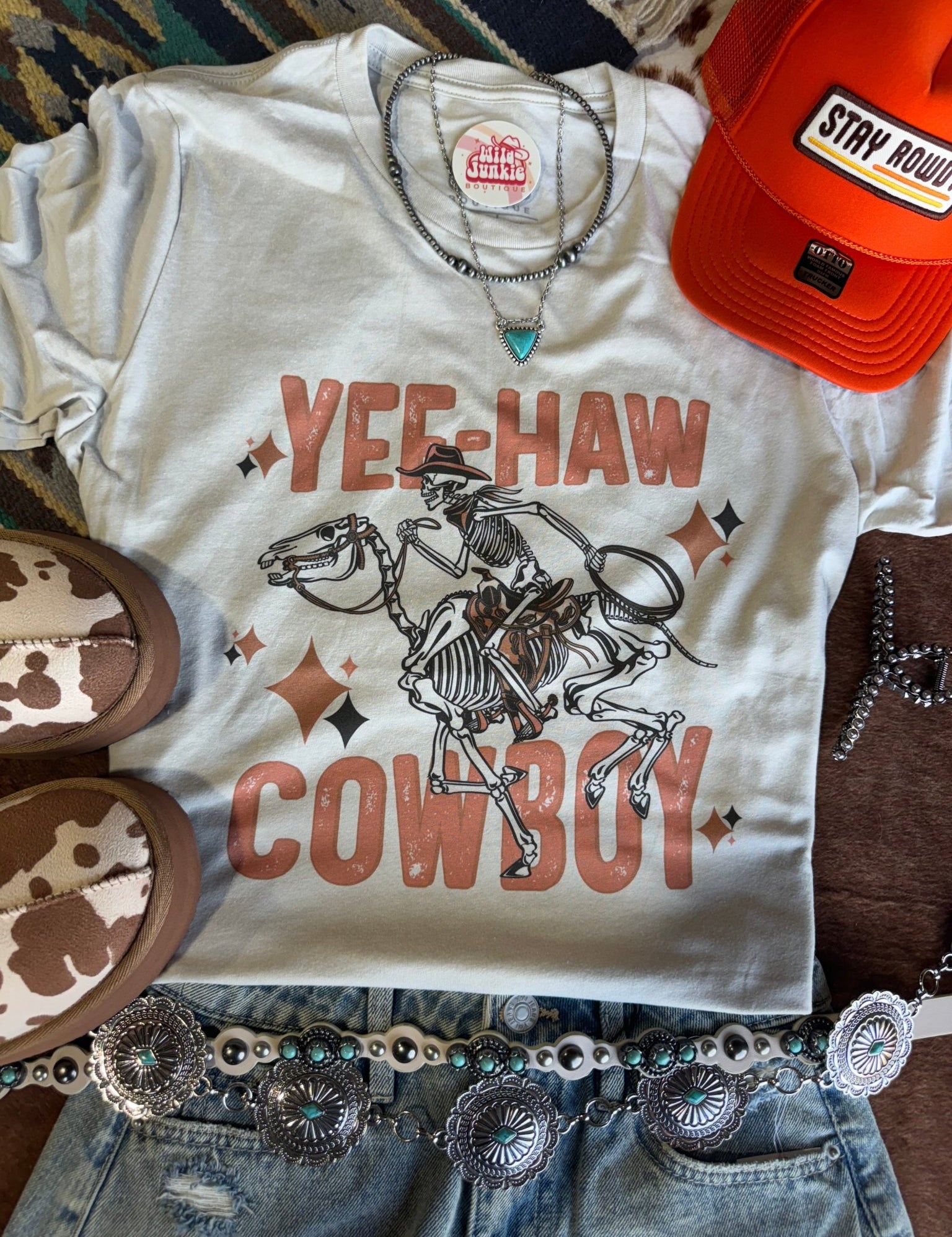Yee - Haw Skeleton Cowboy Graphic TeeCementS