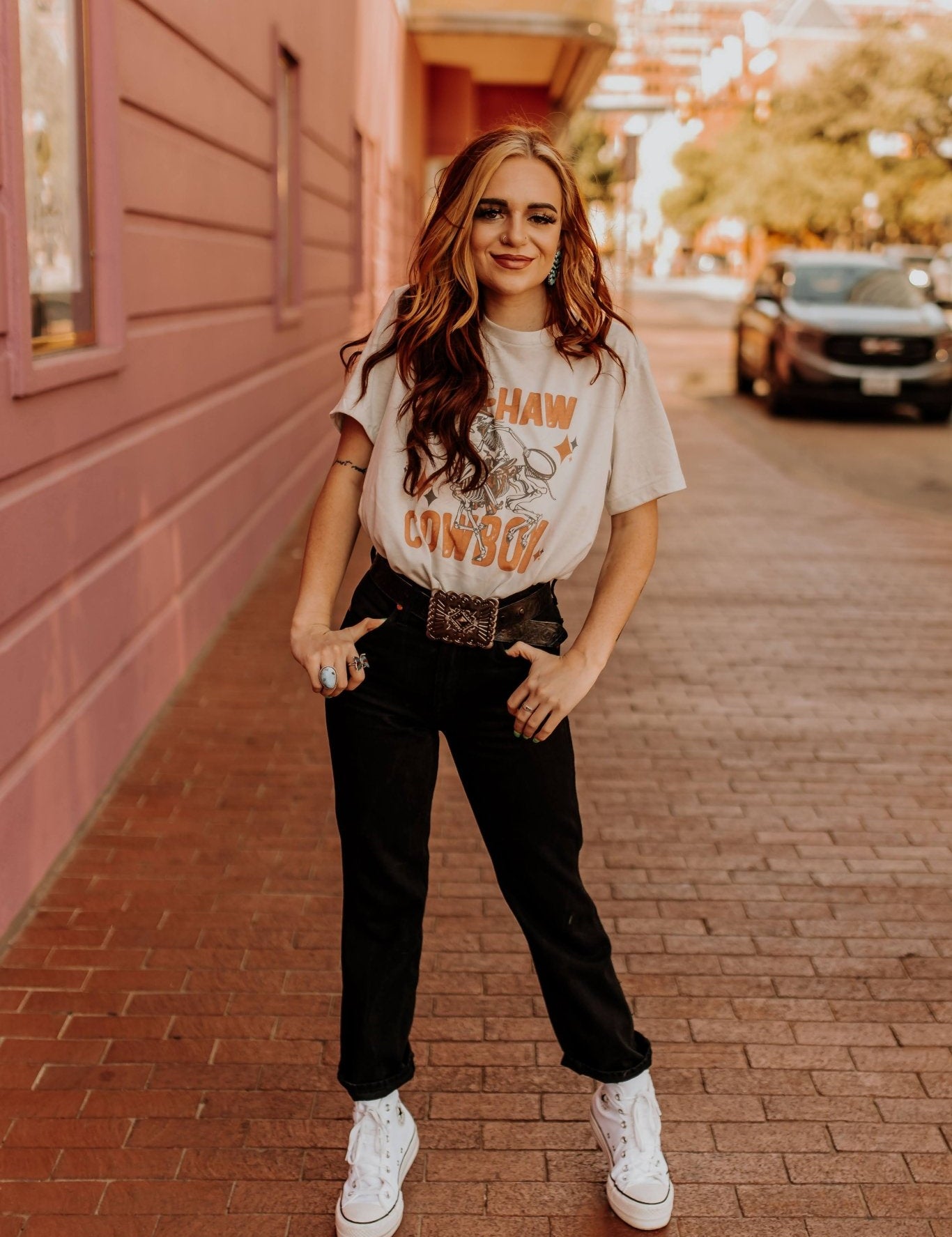 Yee - Haw Skeleton Cowboy Graphic TeeCementS