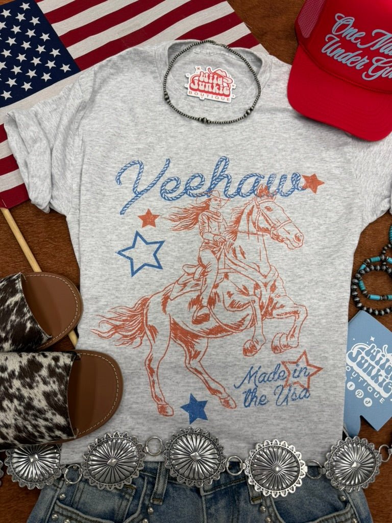 Yeehaw Rodeo Cowgirl Graphic TeeLight AshS